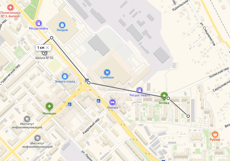 Как измерить расстояние между точками на картах Яндекс