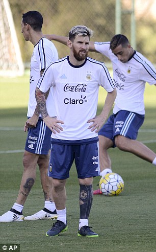 Messi showed off his ink as Argentina prepared for their World Cup qualifier against Brazil