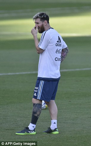 Messi showed off his ink as Argentina prepared for their World Cup qualifier against Brazil