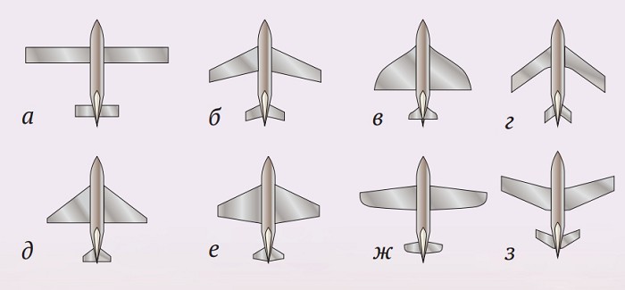 Разновидности крыла самолета