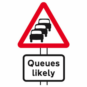 Traffic queues likely sign