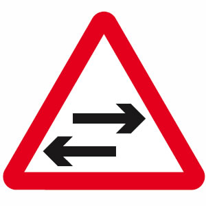Two way traffic road sign